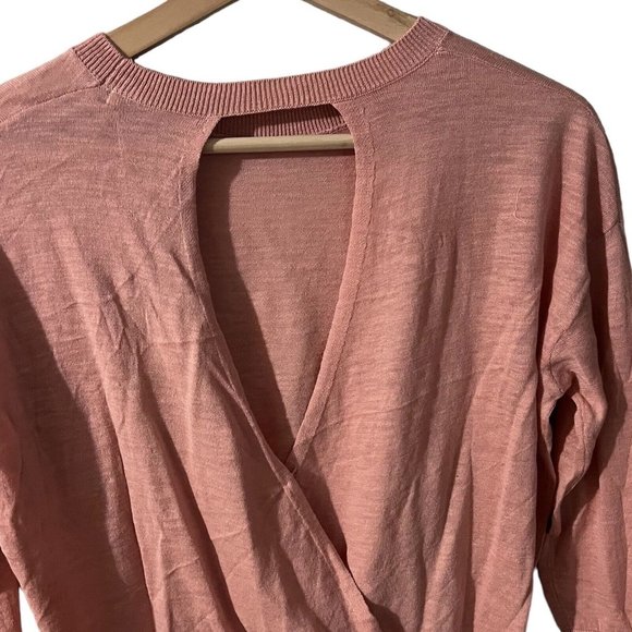 One Grey Day Knit Top Size XS Crewneck Open Draped Back Embroidered Sun 42OGD836 - Picture 5 of 9